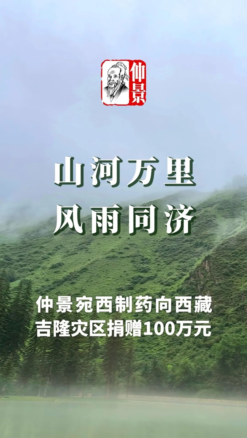 仲景宛西制药向西藏吉隆灾区捐赠100万元