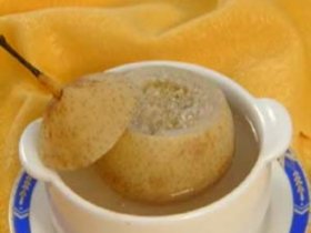 央视《中华医药》-仲景养生坊栏目推荐药膳：川贝杏仁蒸雪梨